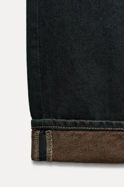 ZARA Jeans^JEANS TRF RELAXED MINI FOLD UP CINTURA BAIXA preto/amarelo