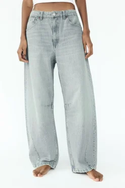 ZARA Jeans^JEANS TRF BAGGY BALLOON CINTURA MÉDIA Azul-claro