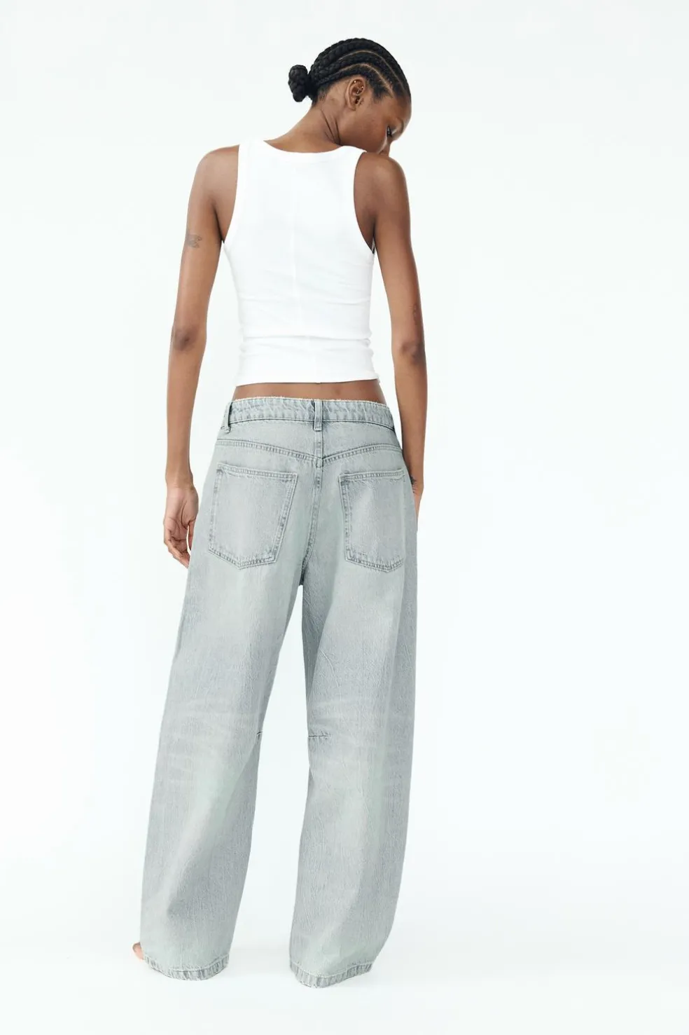 ZARA Jeans^JEANS TRF BAGGY BALLOON CINTURA MÉDIA Azul-claro
