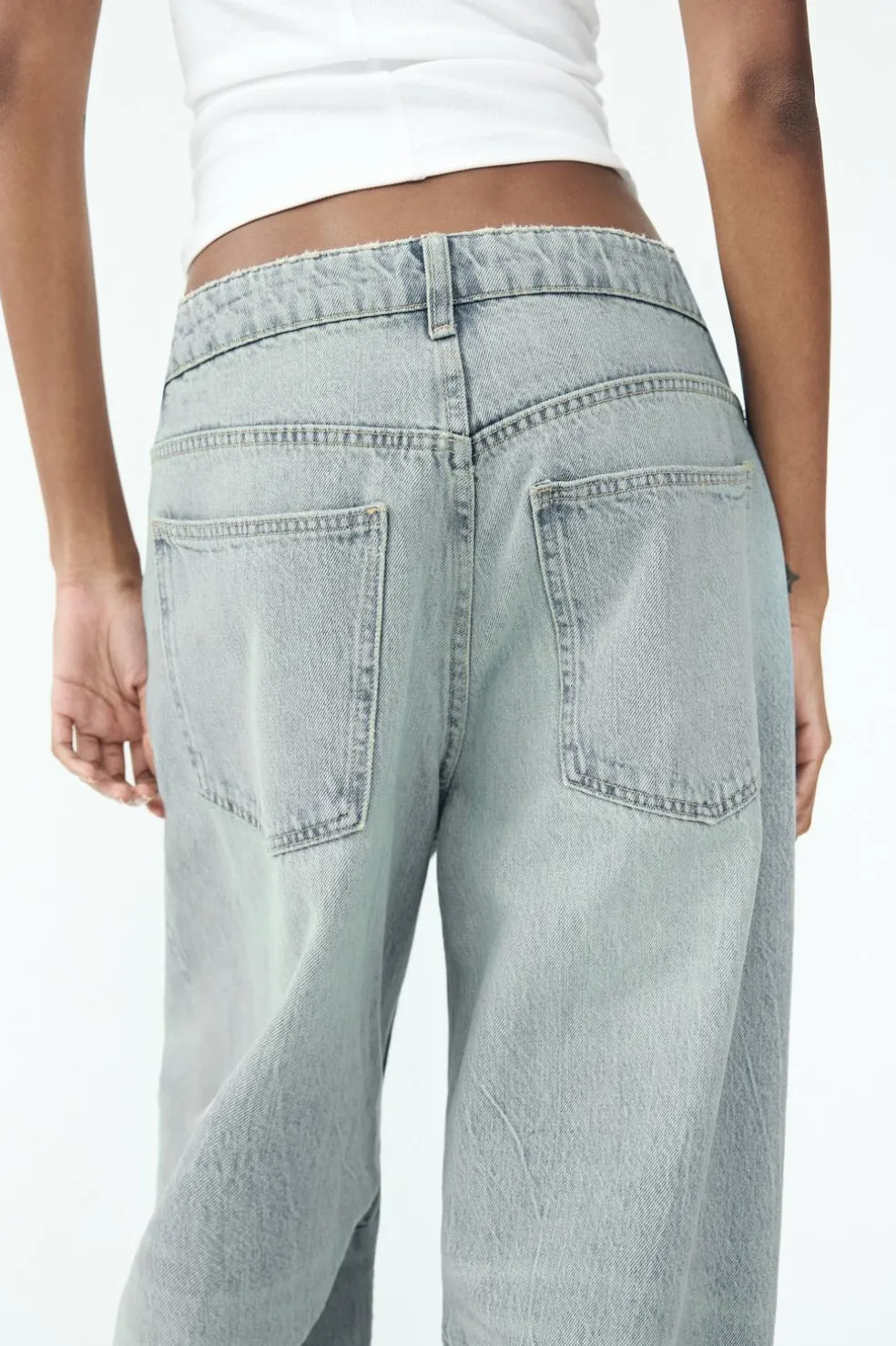 ZARA Jeans^JEANS TRF BAGGY BALLOON CINTURA MÉDIA Azul-claro