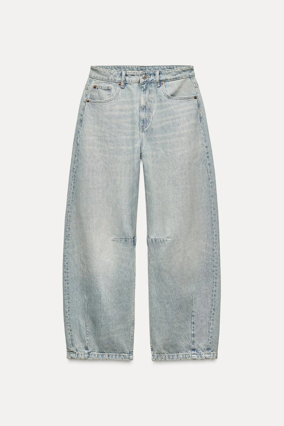 ZARA Jeans^JEANS TRF BAGGY BALLOON CINTURA MÉDIA Azul-claro
