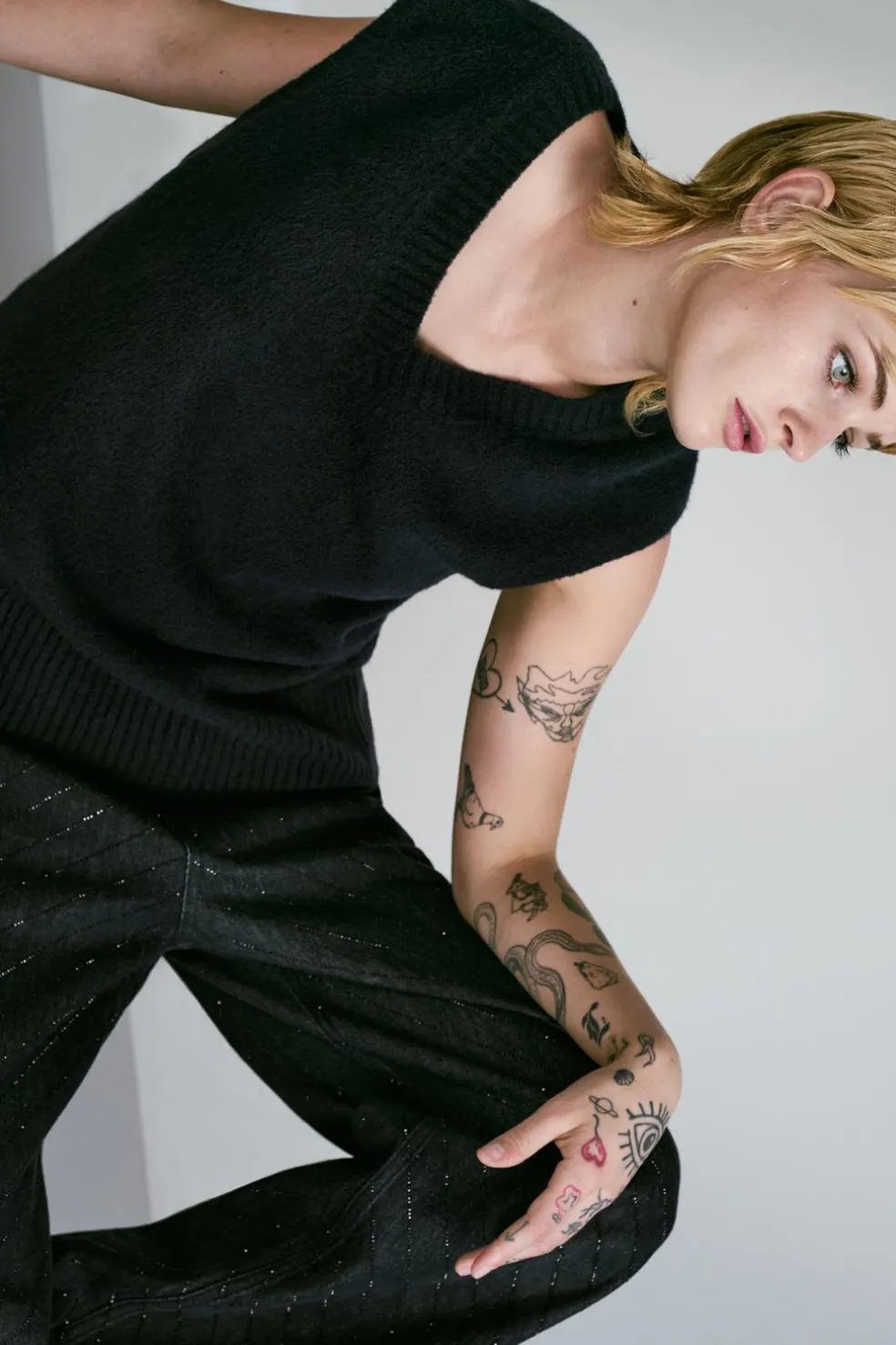 ZARA Jeans^JEANS TRF BAGGY BRILHO CINTURA SUBIDA Índigo-escuro