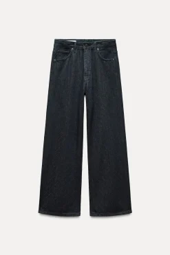 ZARA Jeans^JEANS TRF BAGGY BRILHO CINTURA SUBIDA Índigo-escuro