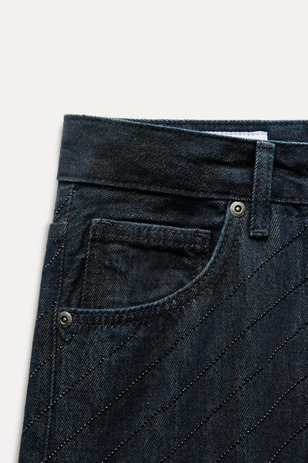 ZARA Jeans^JEANS TRF BAGGY BRILHO CINTURA SUBIDA Índigo-escuro