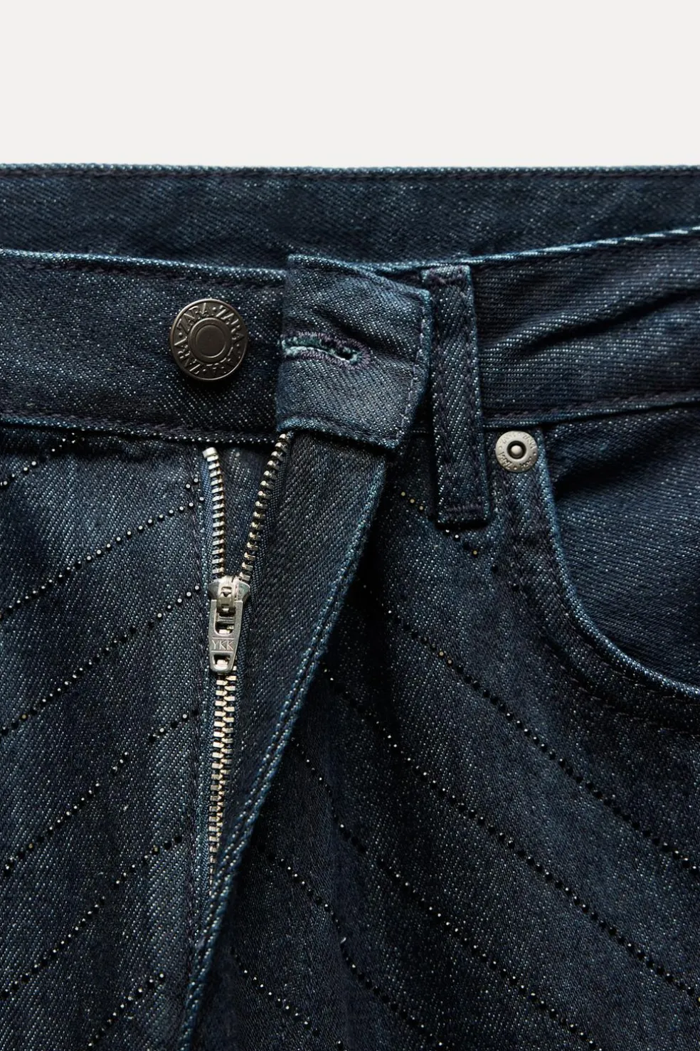 ZARA Jeans^JEANS TRF BAGGY BRILHO CINTURA SUBIDA Índigo-escuro