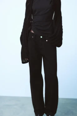 ZARA Jeans^JEANS TRF BALLOON CINTURA MÉDIA Preto