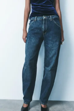 ZARA Jeans^JEANS TRF BALLOON CINTURA MÉDIA Azul-marinho