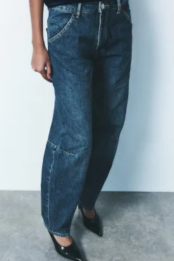 ZARA Jeans^JEANS TRF BALLOON CINTURA MÉDIA Azul-marinho