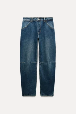 ZARA Jeans^JEANS TRF BALLOON CINTURA MÉDIA Azul-marinho