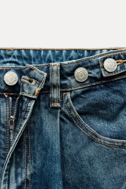 ZARA Jeans^JEANS TRF BALLOON CROPPED CINTURA MÉDIA Azul-marinho