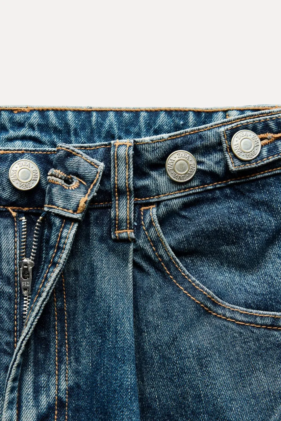 ZARA Jeans^JEANS TRF BALLOON CROPPED CINTURA MÉDIA Azul-marinho