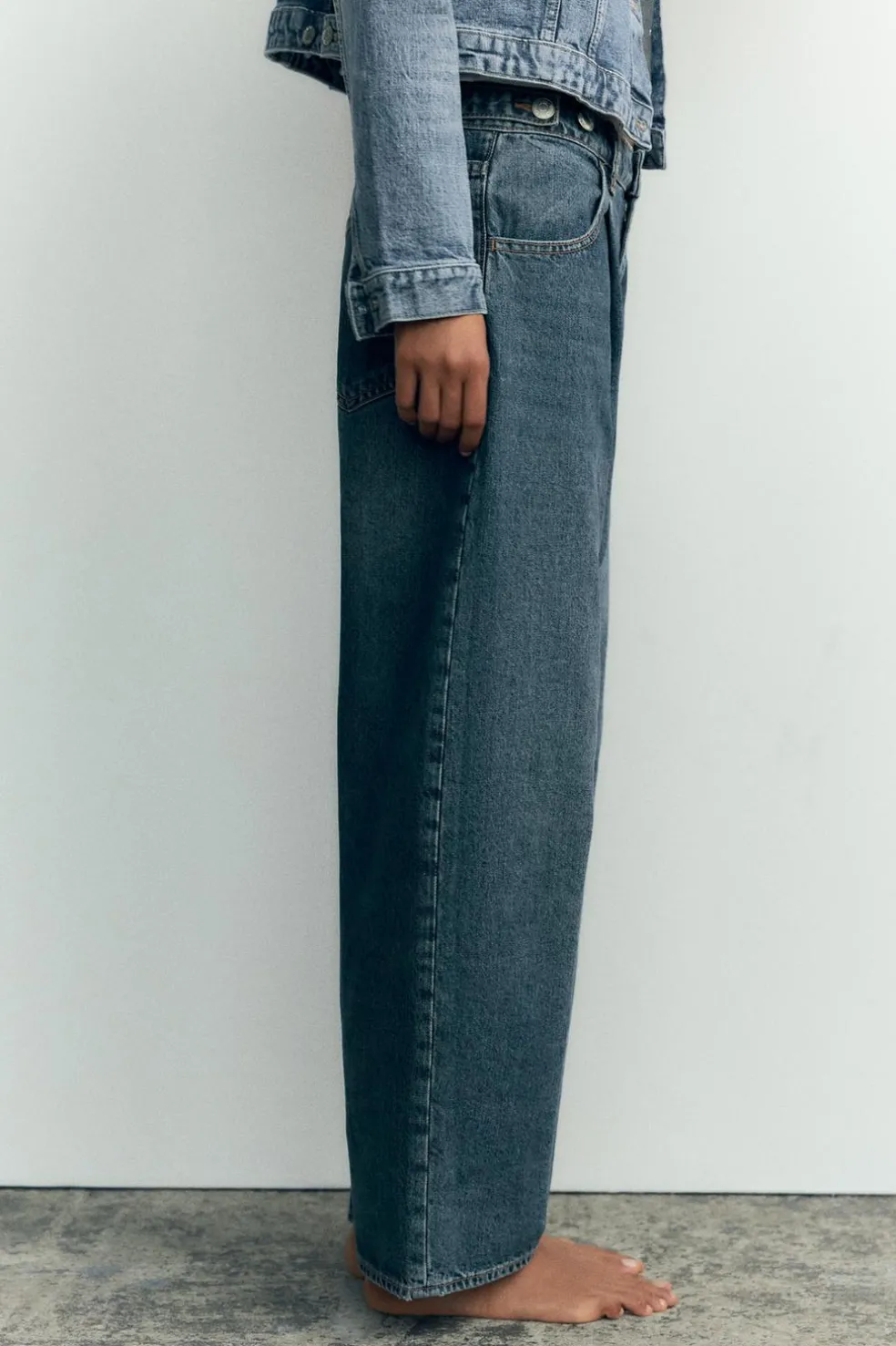 ZARA Jeans^JEANS TRF BALLOON CROPPED CINTURA MÉDIA Azul-marinho