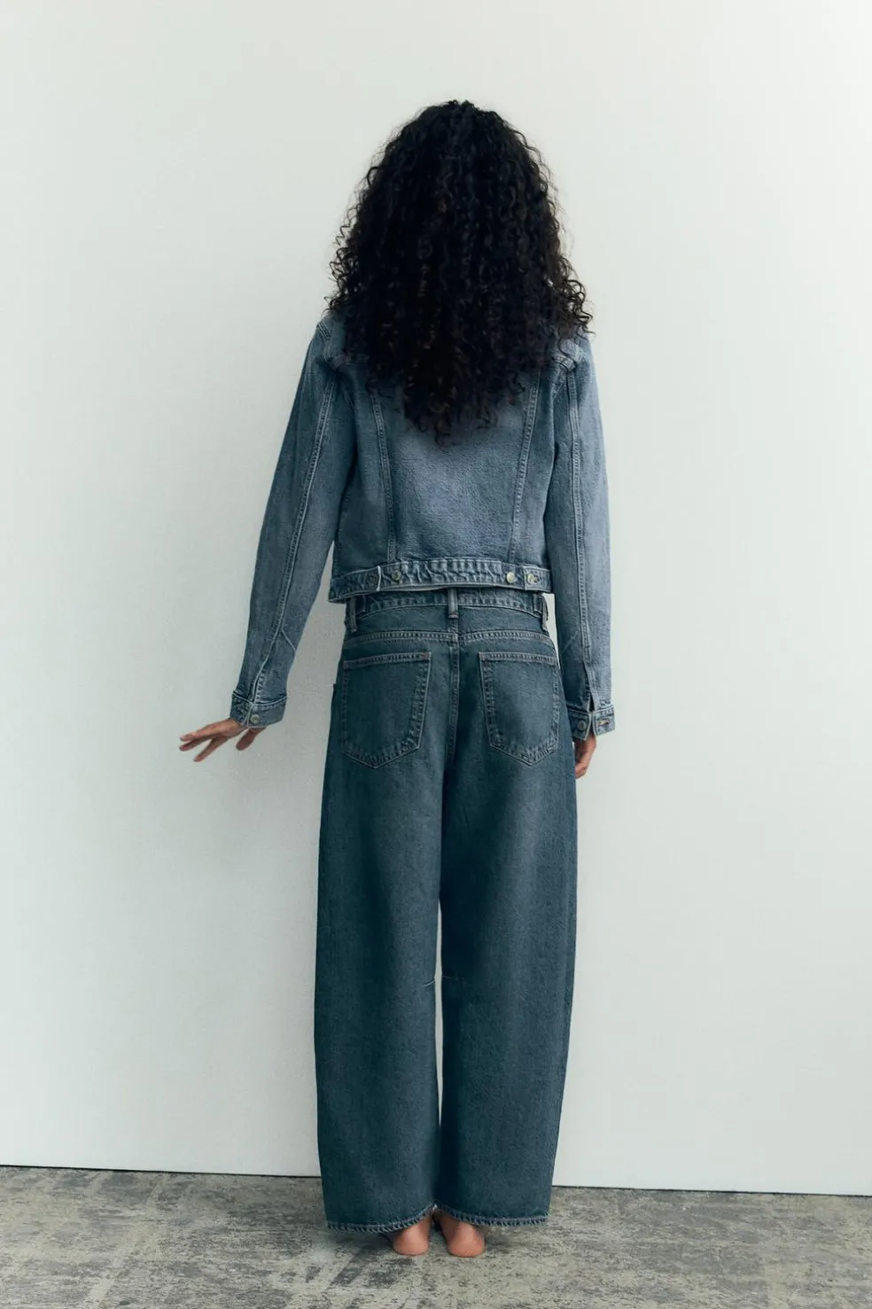 ZARA Jeans^JEANS TRF BALLOON CROPPED CINTURA MÉDIA Azul-marinho