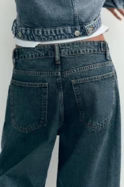 ZARA Jeans^JEANS TRF BALLOON CROPPED CINTURA MÉDIA Azul-marinho