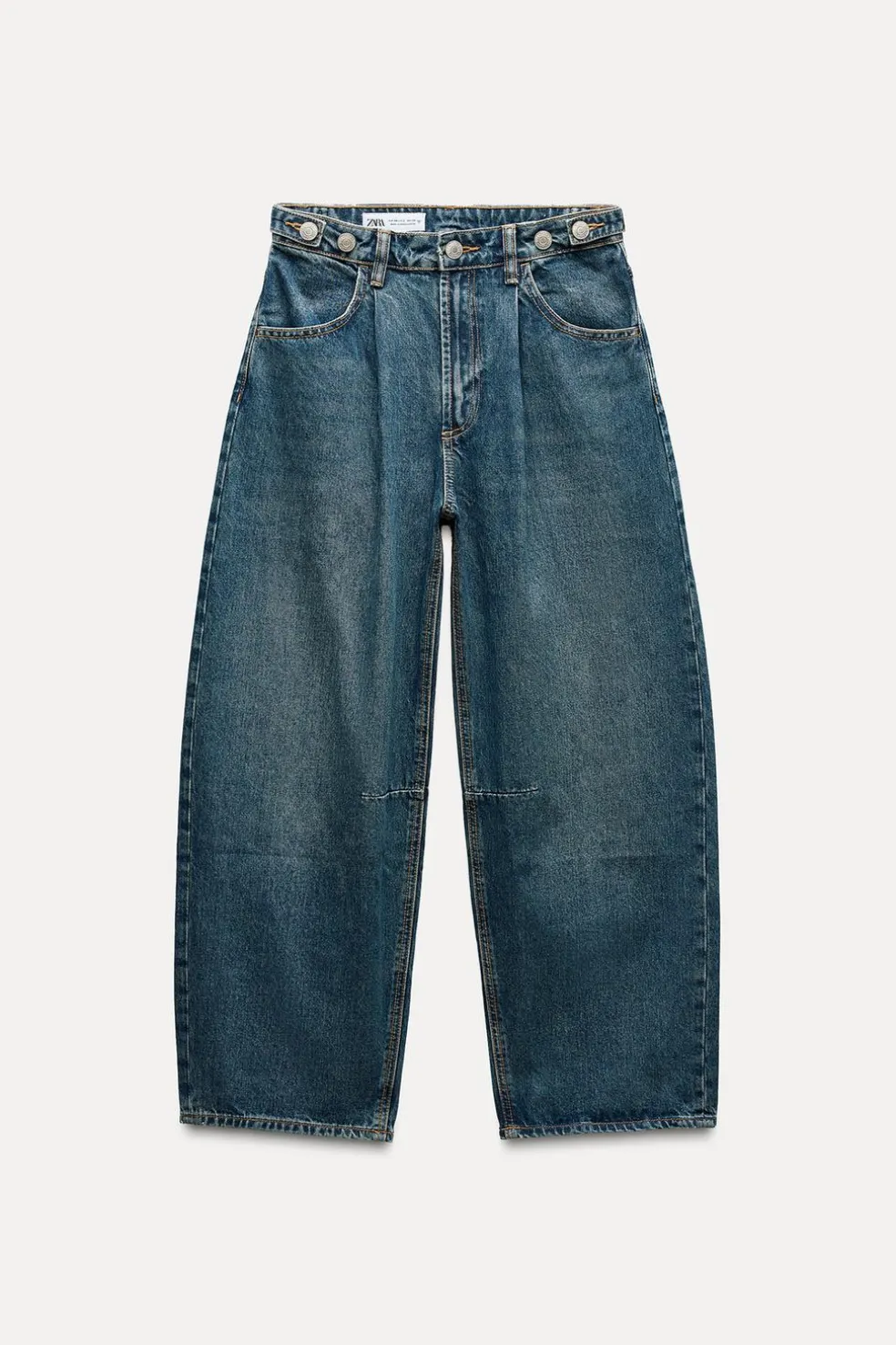 ZARA Jeans^JEANS TRF BALLOON CROPPED CINTURA MÉDIA Azul-marinho