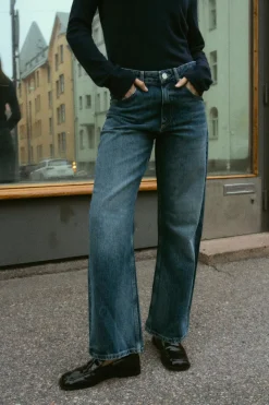 ZARA Jeans^JEANS TRF BALLOON CURVED LEG CINTURA MÉDIA Azul