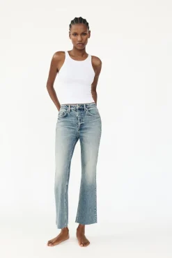 ZARA Jeans^JEANS TRF CROPPED BOCA DE SINO CINTURA SUBIDA Azul