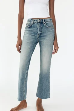 ZARA Jeans^JEANS TRF CROPPED BOCA DE SINO CINTURA SUBIDA Azul