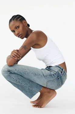 ZARA Jeans^JEANS TRF CROPPED BOCA DE SINO CINTURA SUBIDA Azul