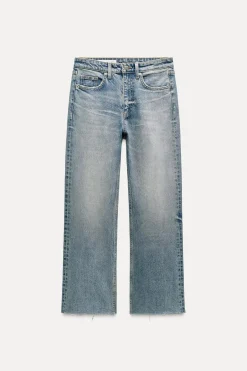ZARA Jeans^JEANS TRF CROPPED BOCA DE SINO CINTURA SUBIDA Azul