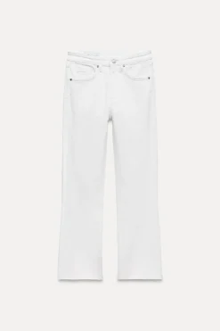 ZARA Jeans^JEANS TRF CROPPED BOCA DE SINO CINTURA SUBIDA Branco