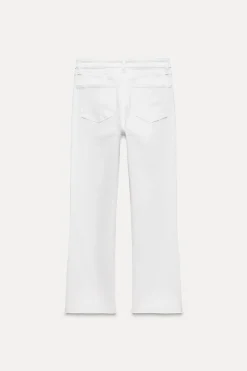 ZARA Jeans^JEANS TRF CROPPED BOCA DE SINO CINTURA SUBIDA Branco