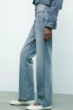 ZARA Jeans^JEANS TRF DIREITAS DE CINTURA MÉDIA Azul