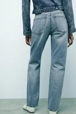 ZARA Jeans^JEANS TRF DIREITAS DE CINTURA MÉDIA Azul