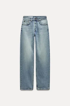 ZARA Jeans^JEANS TRF DIREITAS DE CINTURA MÉDIA Azul