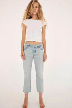 ZARA Jeans^JEANS TRF DIREITOS CINTURA BAIXA CROPPED Azul-claro