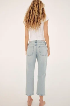 ZARA Jeans^JEANS TRF DIREITOS CINTURA BAIXA CROPPED Azul-claro