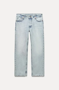 ZARA Jeans^JEANS TRF DIREITOS CINTURA BAIXA CROPPED Azul-claro