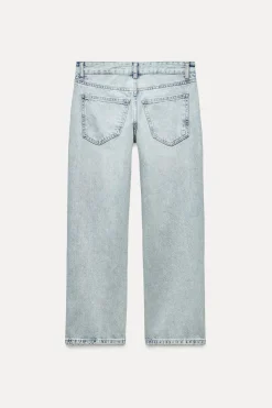 ZARA Jeans^JEANS TRF DIREITOS CINTURA BAIXA CROPPED Azul-claro
