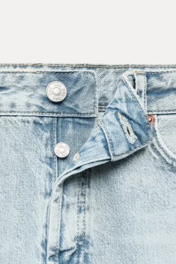ZARA Jeans^JEANS TRF DIREITOS CINTURA BAIXA CROPPED Azul-claro
