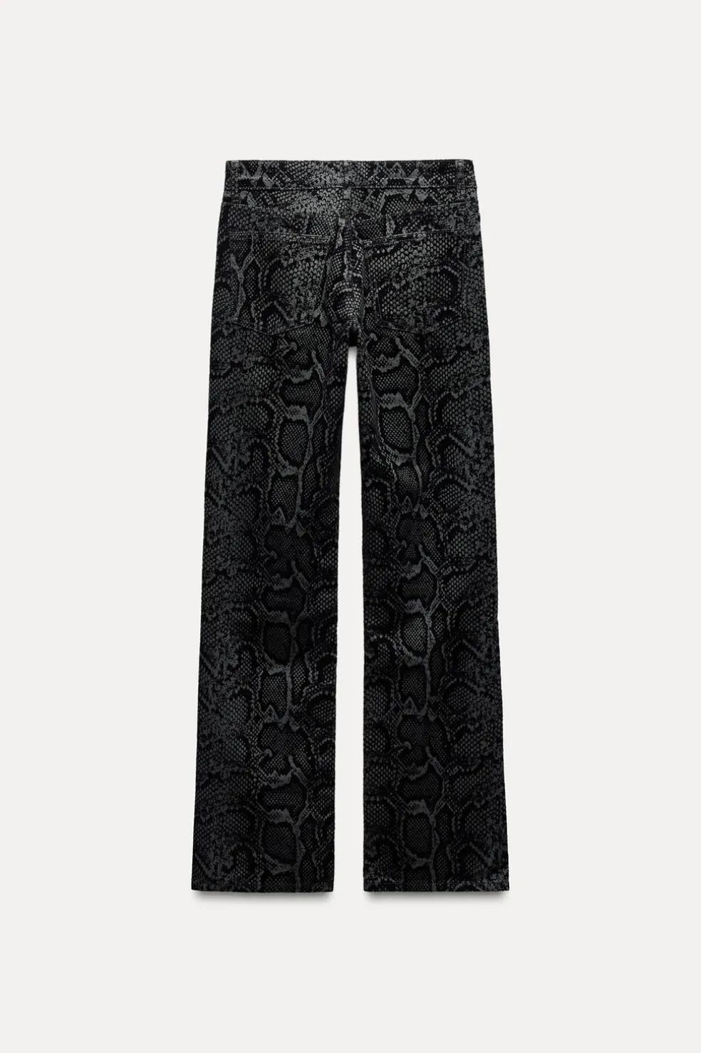 ZARA Jeans^JEANS TRF ESTAMPADO ANIMAL FLOCADO CINTURA MÉDIA Azulão