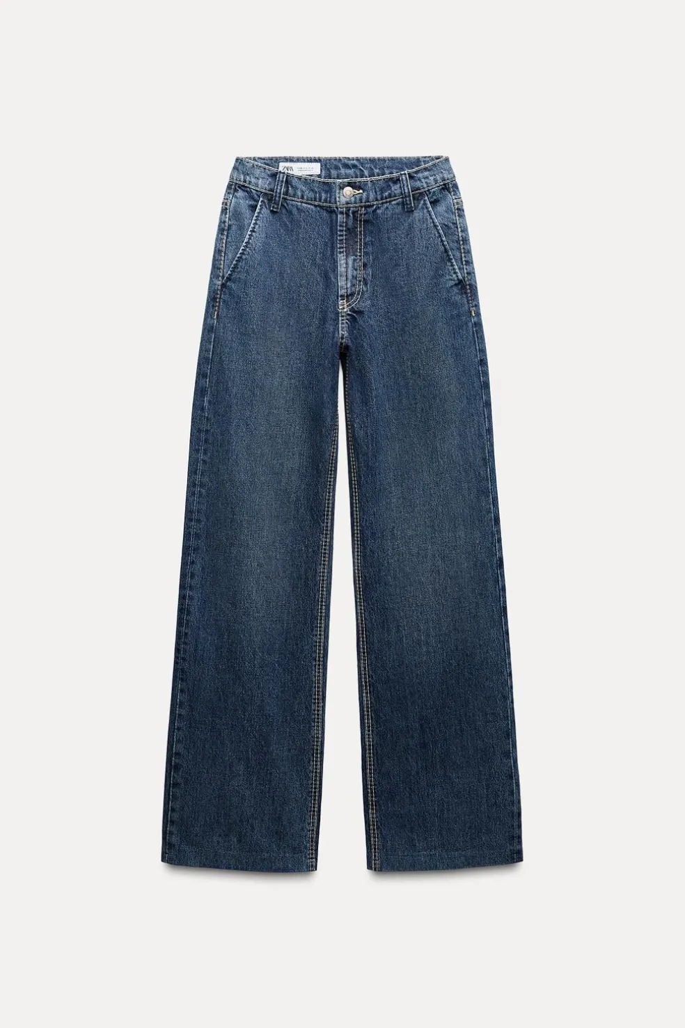 ZARA Jeans^JEANS TRF LOOSE CINTURA MÉDIA Azul-marinho