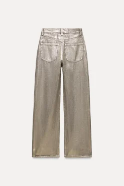 ZARA Jeans^JEANS TRF LOOSE FOIL CINTURA MÉDIA Prata