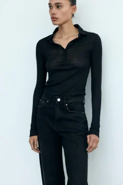 ZARA Jeans^JEANS TRF MOM FIT CINTURA SUBIDA Preto
