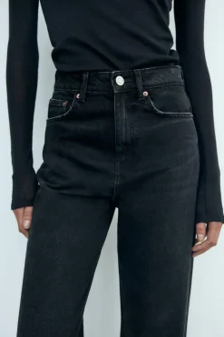 ZARA Jeans^JEANS TRF MOM FIT CINTURA SUBIDA Preto