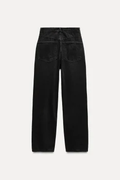ZARA Jeans^JEANS TRF MOM FIT CINTURA SUBIDA Preto