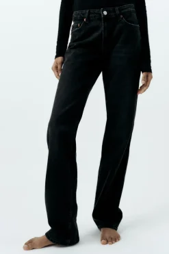 ZARA Jeans^JEANS TRF RECTOS CINTURA BAIXA Preto