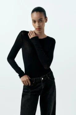 ZARA Jeans^JEANS TRF RECTOS CINTURA BAIXA Preto
