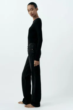 ZARA Jeans^JEANS TRF RECTOS CINTURA BAIXA Preto