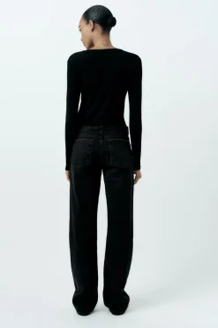 ZARA Jeans^JEANS TRF RECTOS CINTURA BAIXA Preto
