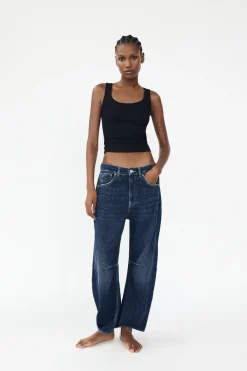 ZARA Jeans^JEANS TRF RELAXED BALLOON CINTURA MÉDIA Azul-marinho