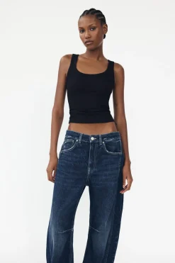 ZARA Jeans^JEANS TRF RELAXED BALLOON CINTURA MÉDIA Azul-marinho
