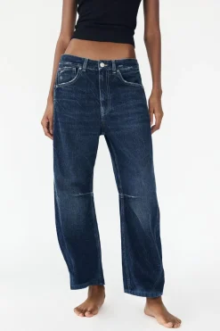ZARA Jeans^JEANS TRF RELAXED BALLOON CINTURA MÉDIA Azul-marinho
