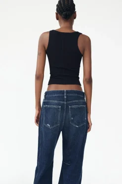 ZARA Jeans^JEANS TRF RELAXED BALLOON CINTURA MÉDIA Azul-marinho