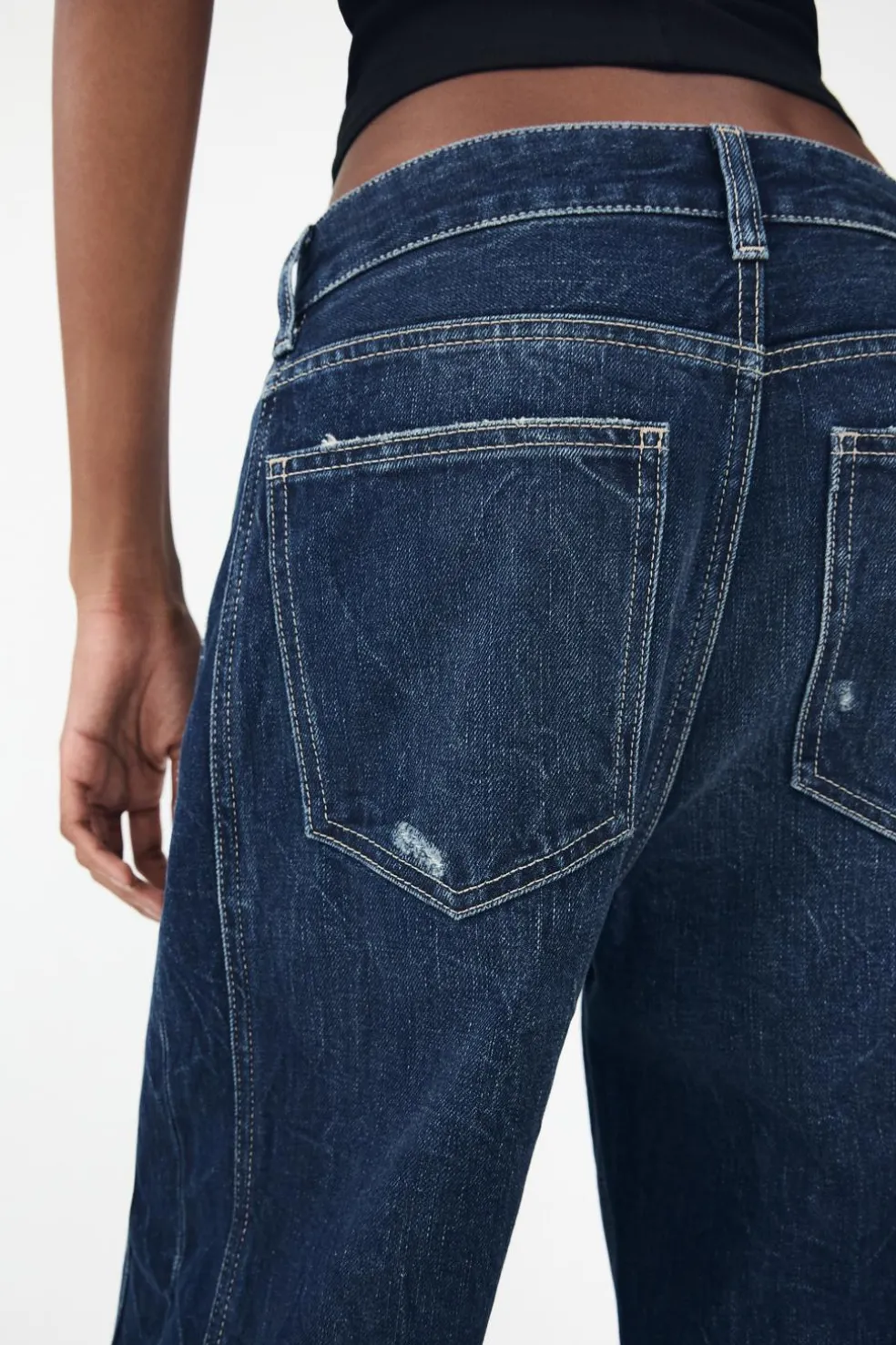 ZARA Jeans^JEANS TRF RELAXED BALLOON CINTURA MÉDIA Azul-marinho