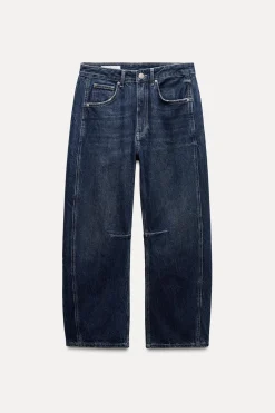 ZARA Jeans^JEANS TRF RELAXED BALLOON CINTURA MÉDIA Azul-marinho